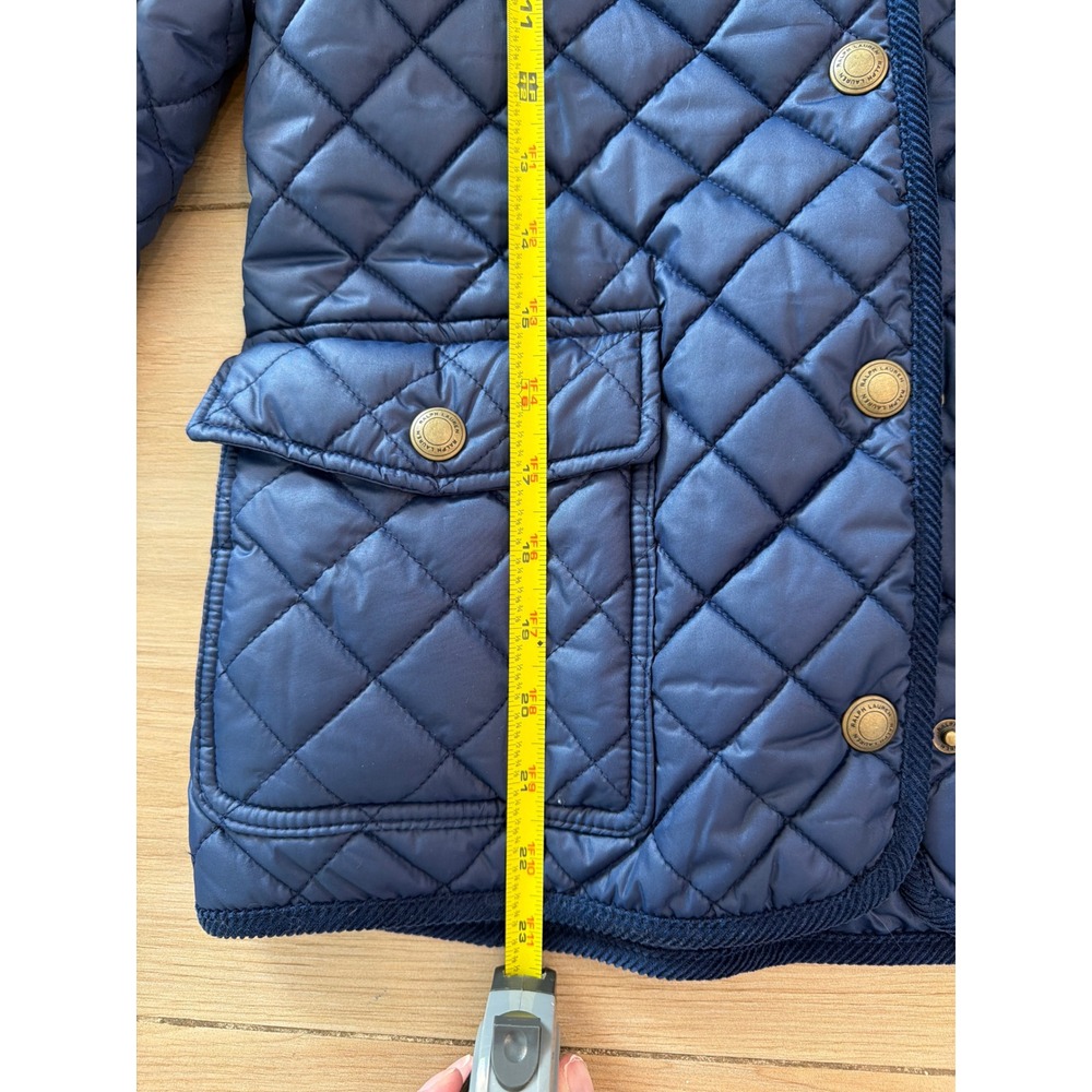 Polo Ralph Lauren Kids Navy Blue Quilted Barn Jacket Corduroy Collar L 12-14 - Picture 6 of 7